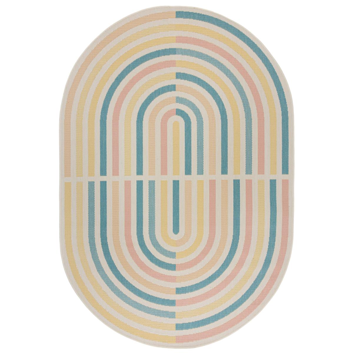Pastel Stripe Oval Indoor Outdoor Rug Pastel (Multi Coloured) – image 5