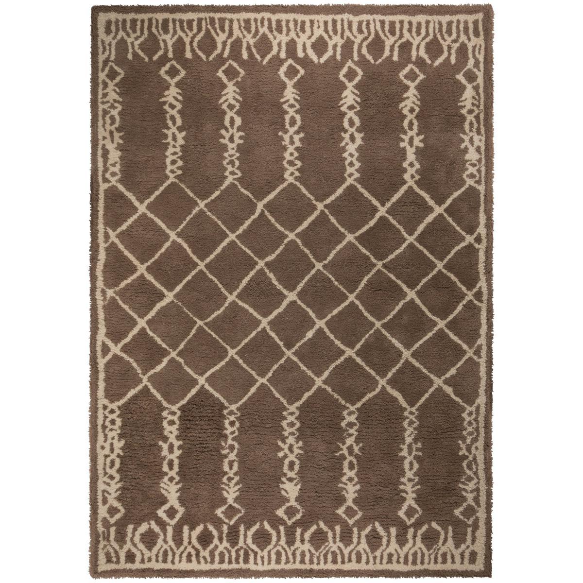 Salma Moroccan Wool Shaggy Rug Brown – image 2