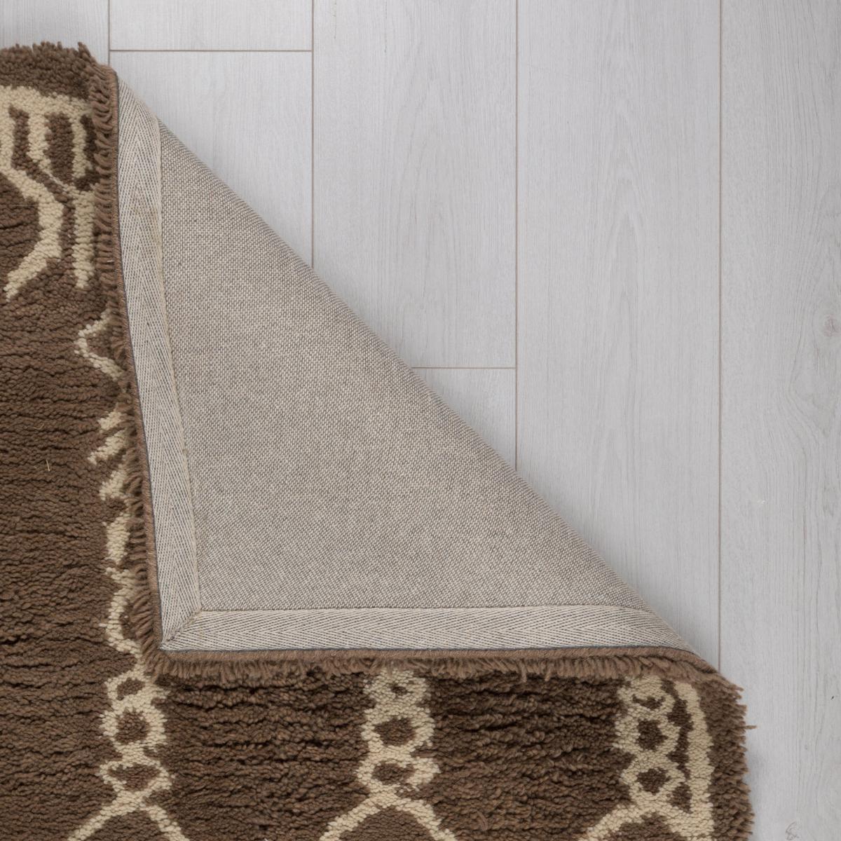 Salma Moroccan Wool Shaggy Rug Brown – image 4