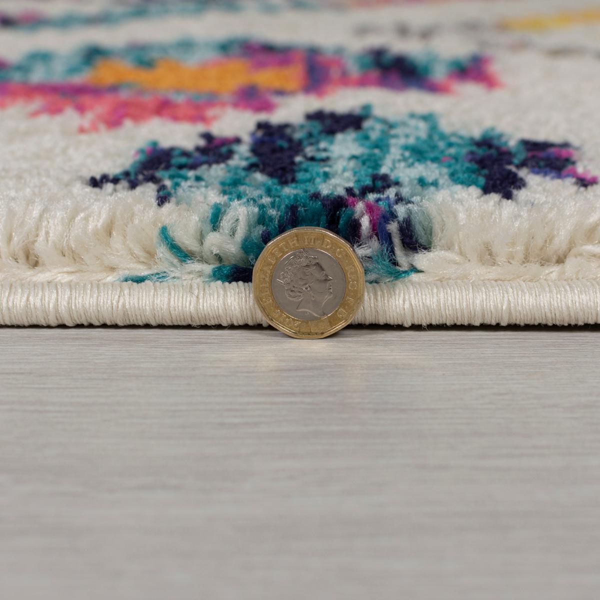 Zumra Berber Rug Pink, Blue and Yellow – image 5