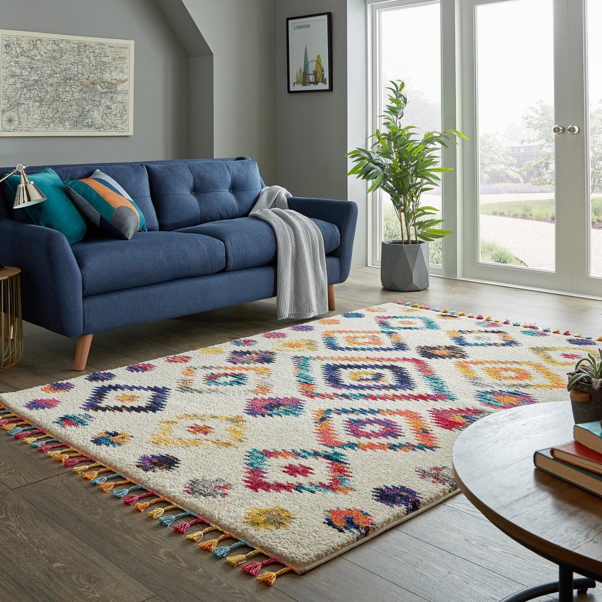Zumra Berber Rug Pink, Blue and Yellow – image 1