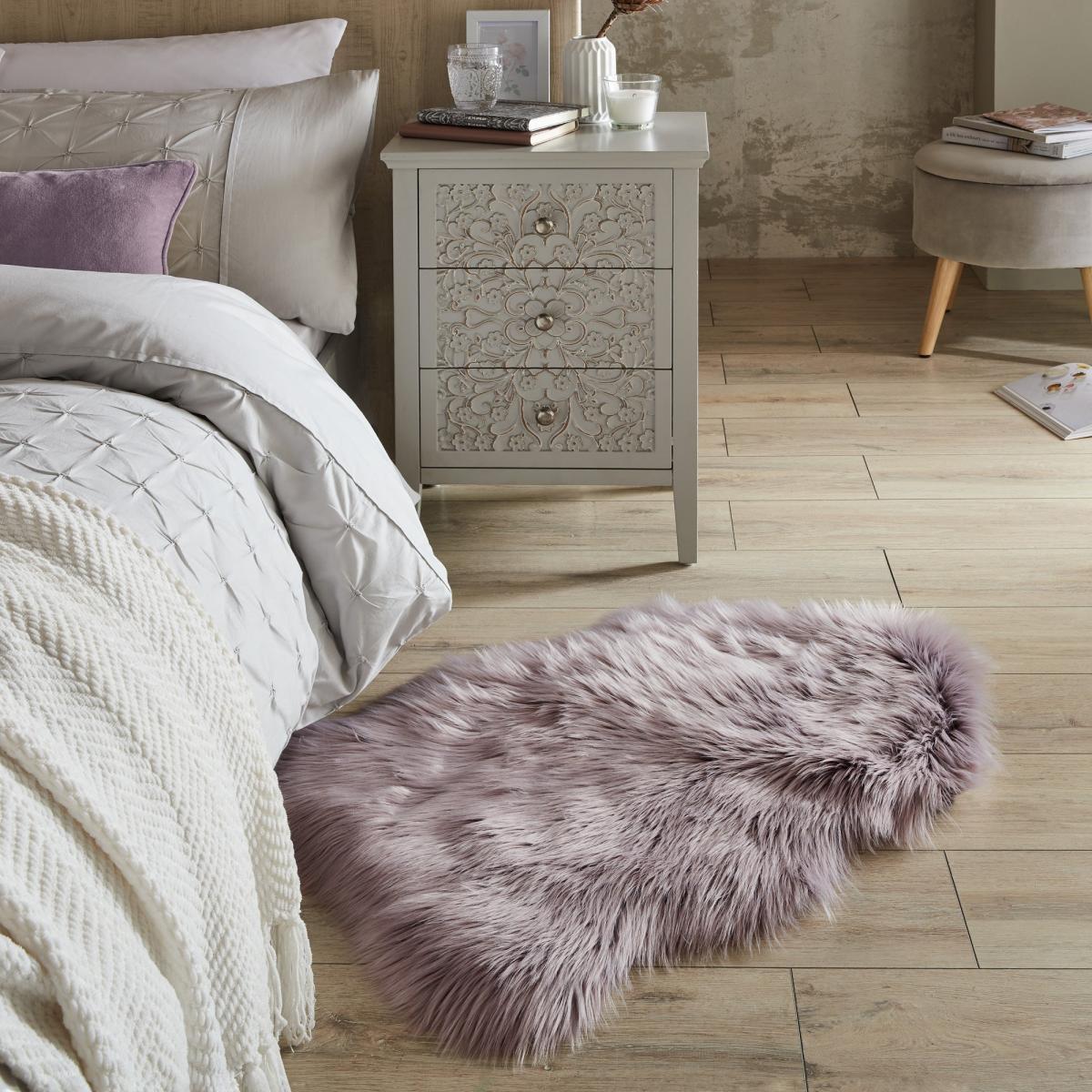 Tipped Faux Fur Pelt Rug Heather – image 1