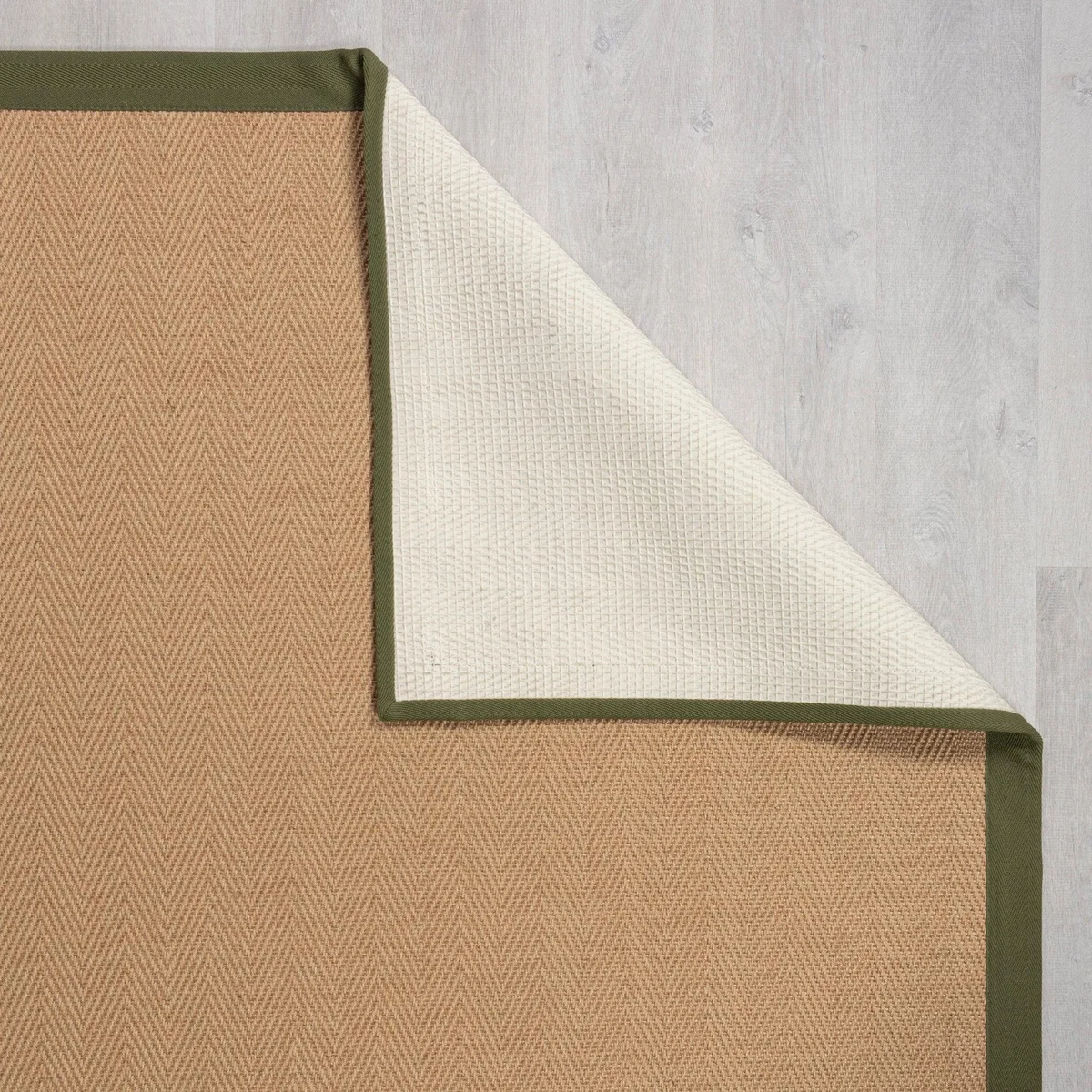 Herringbone Jute Border Rug Herringbone Border Olive – image 5