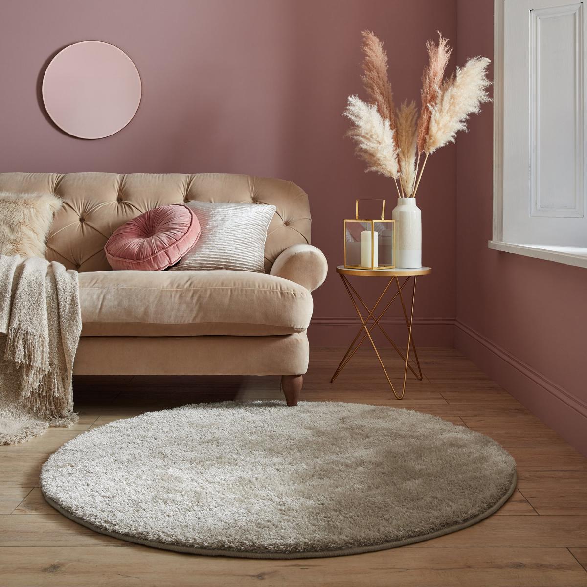 Indulgence Circle Shaggy Rug Indulgence Champagne – image 1