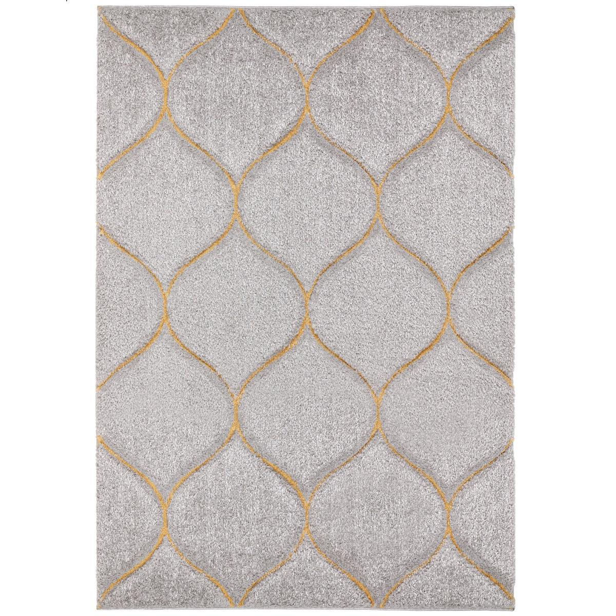 Sirocca Shaggy Geometric Rug Grey and Yellow – image 2