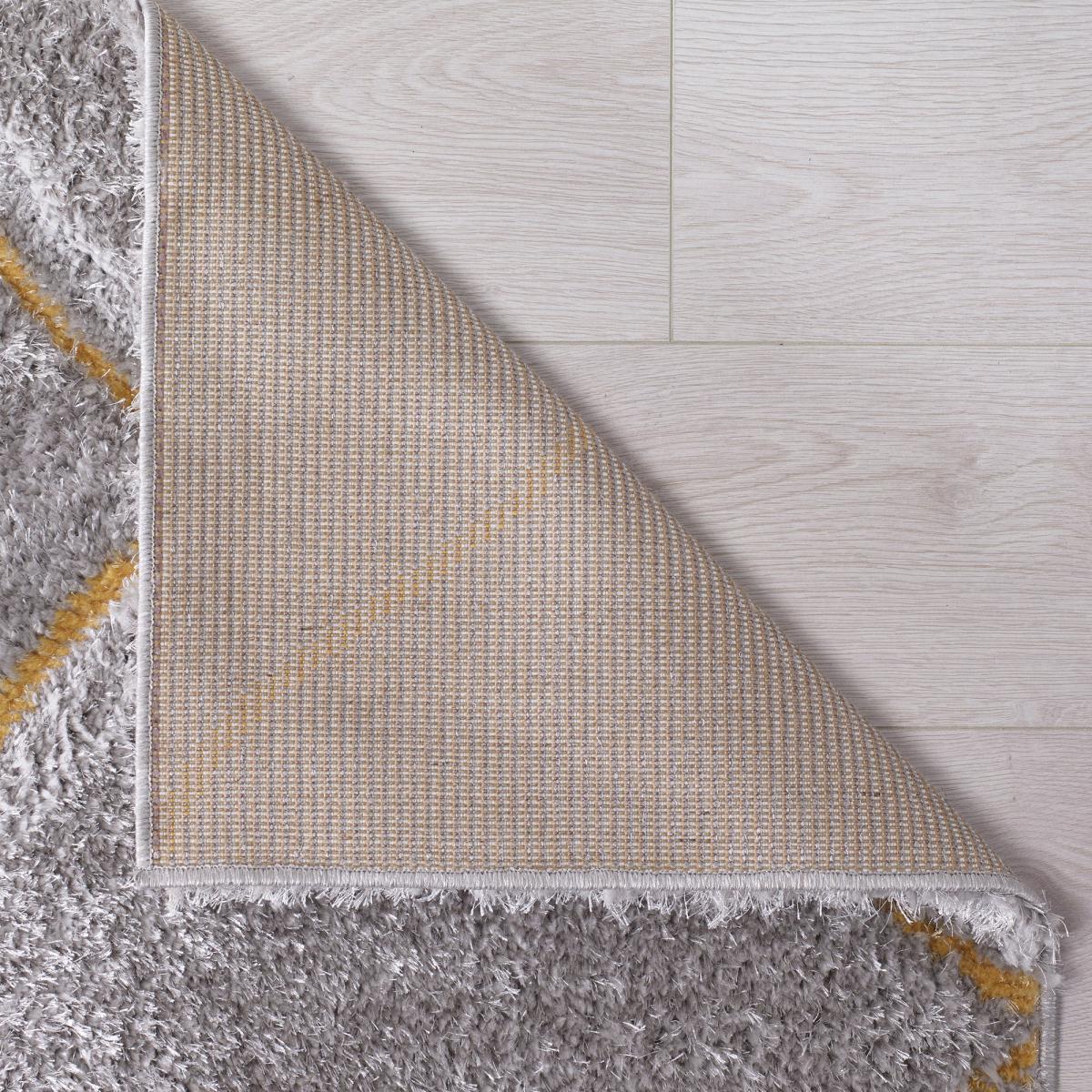 Sirocca Shaggy Geometric Rug Grey and Yellow – image 6