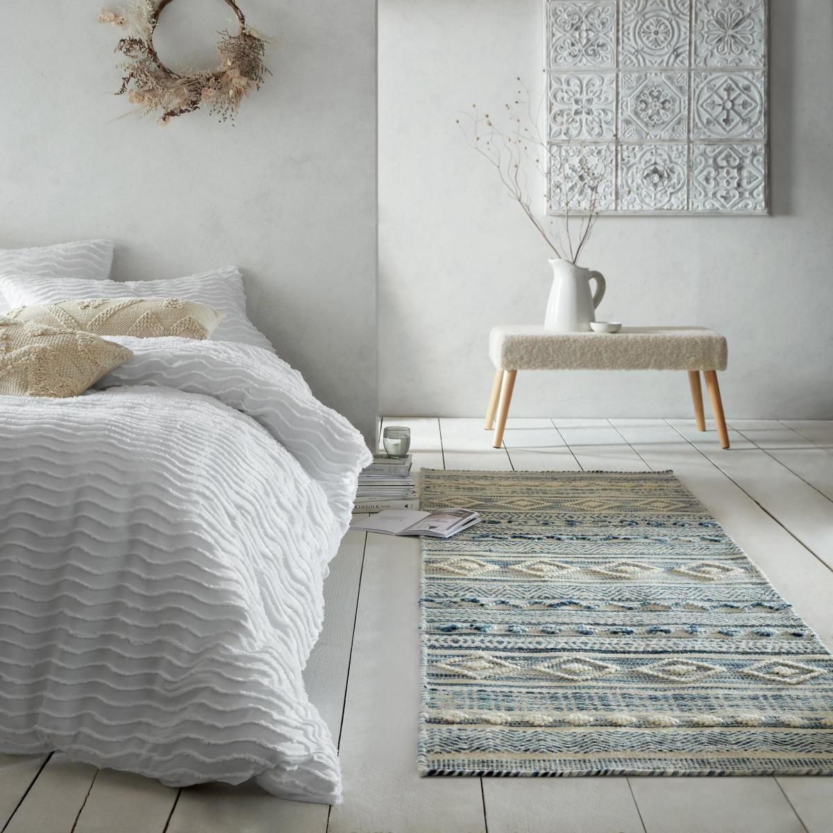 Nia Bobble Wool 60cm x 230cm Runner Blue – image 1