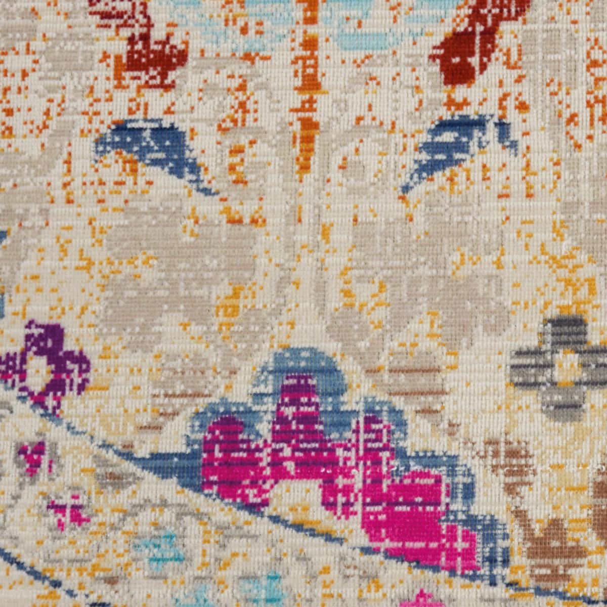 Vintage Kashan 4 Round Rug Pink, Blue and Yellow – image 4