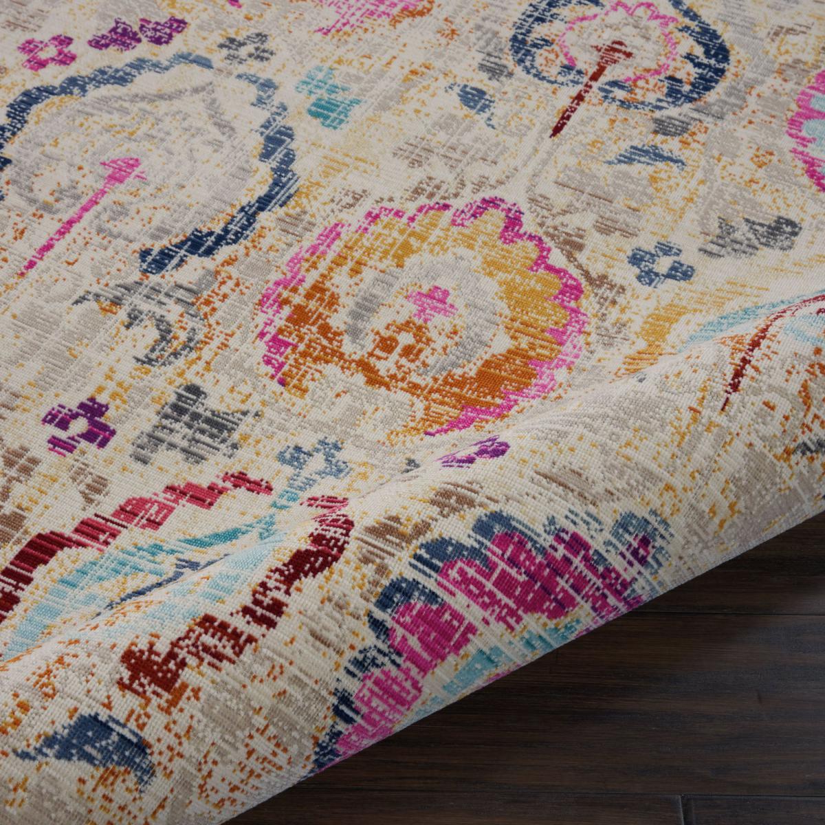 Vintage Kashan 4 Round Rug Pink, Blue and Yellow – image 6