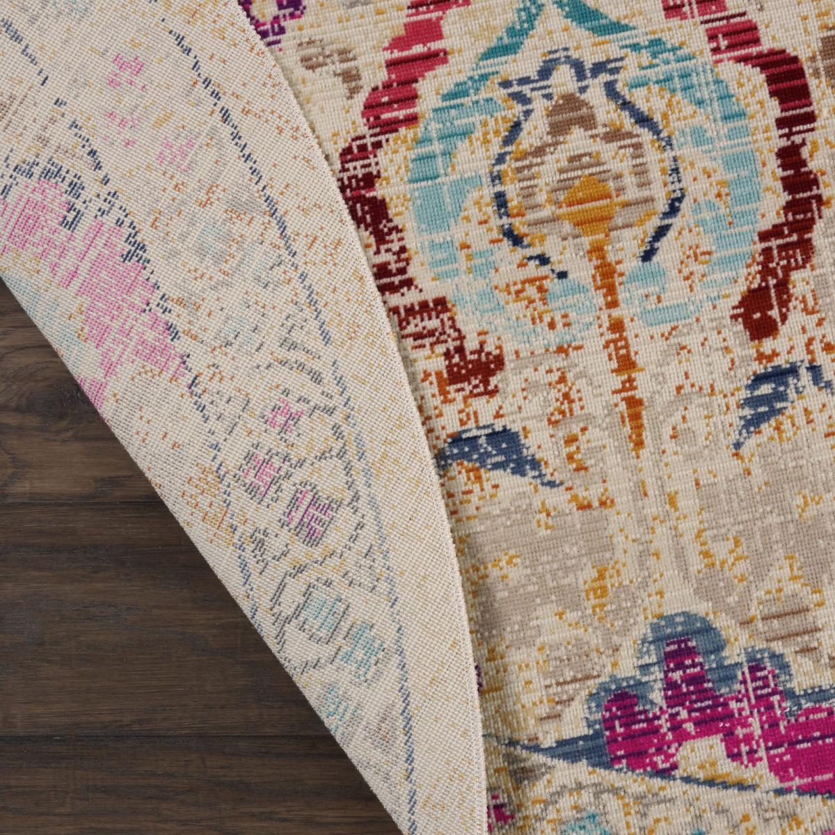 Vintage Kashan 4 Round Rug Pink, Blue and Yellow – image 7