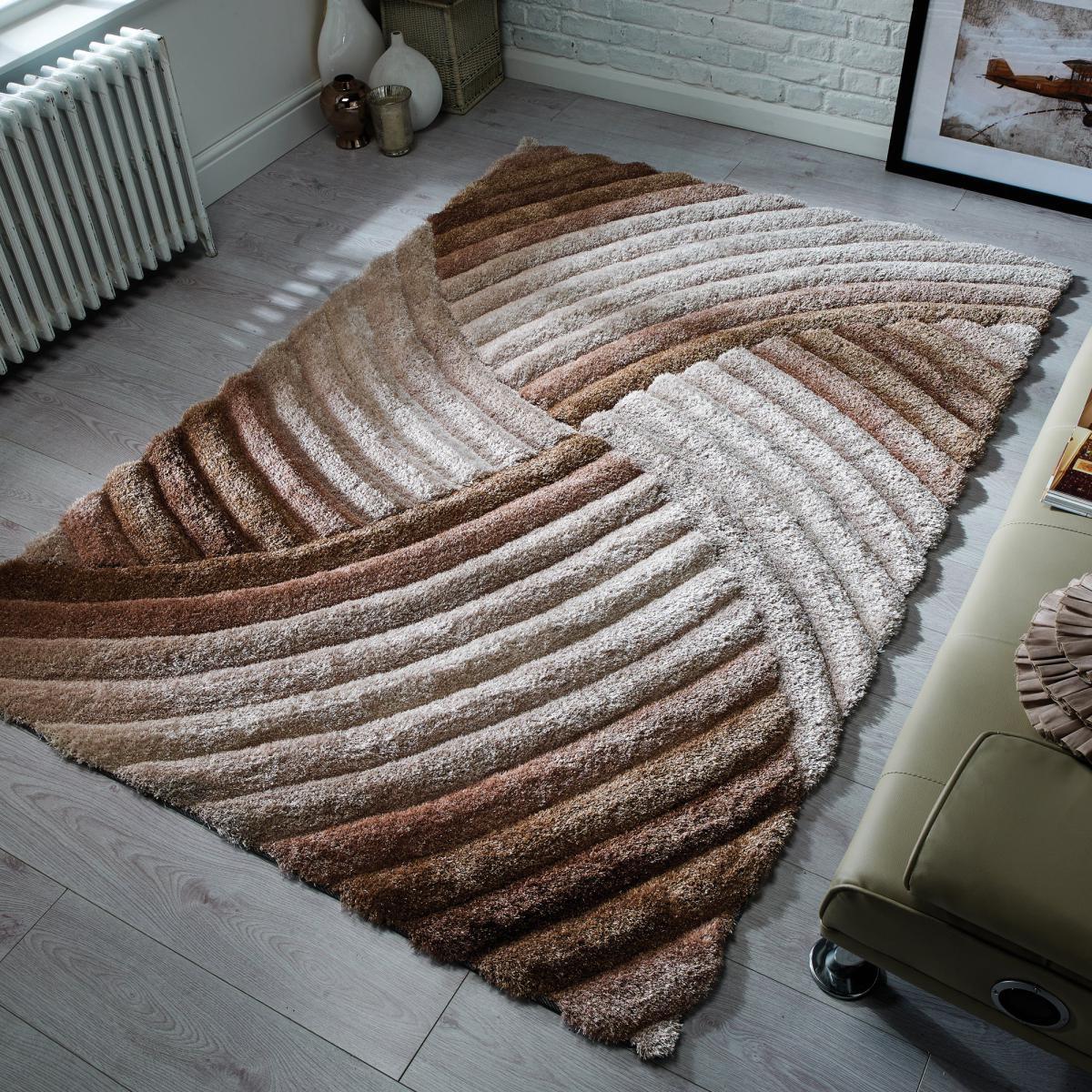 Verge Furrow Rug Beige and Brown – image 1