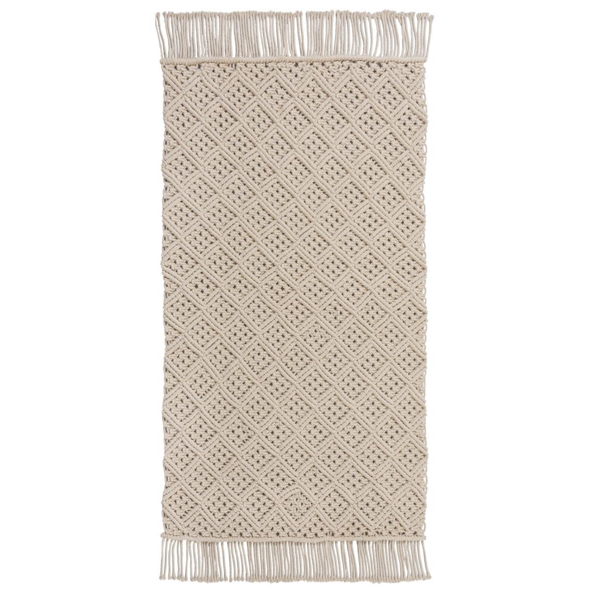 Macrame Cotton 60cm x 110cm Rug Cream – image 2