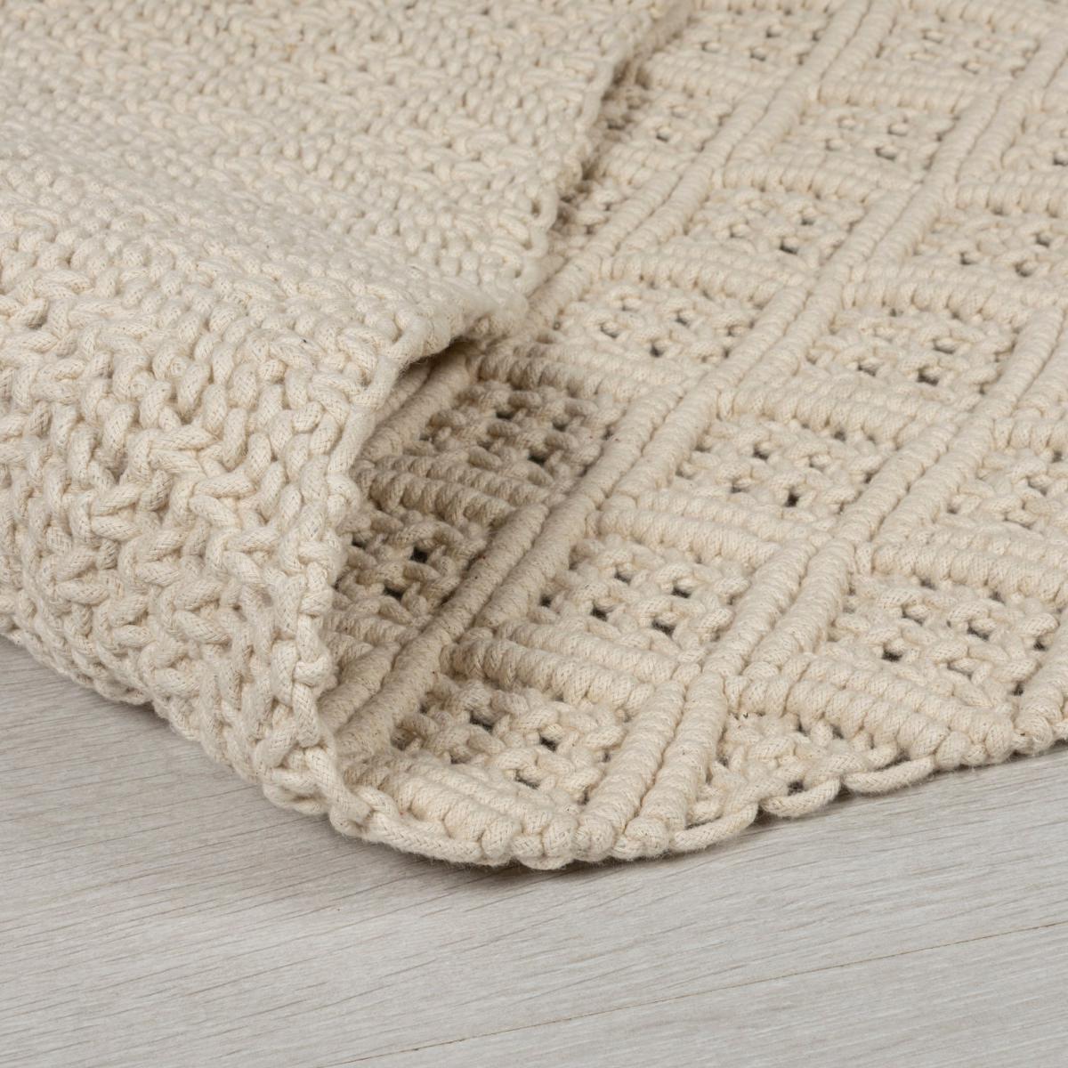 Macrame Cotton 60cm x 110cm Rug Cream – image 4