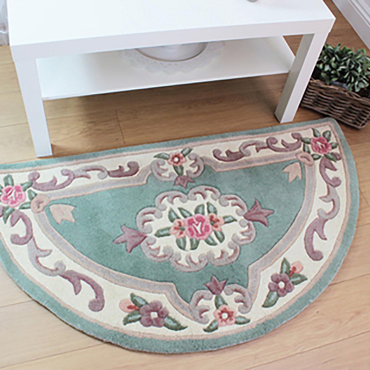 Lotus Premium Aubusson Half Circle Rug Green – image 1