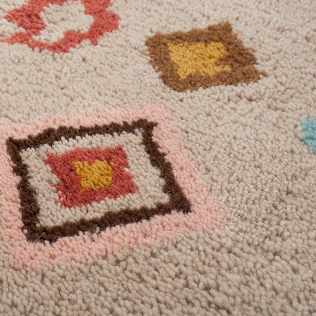 Rita Moroccan Wool Shaggy Rug Cream, Blue and Yellow – image 3