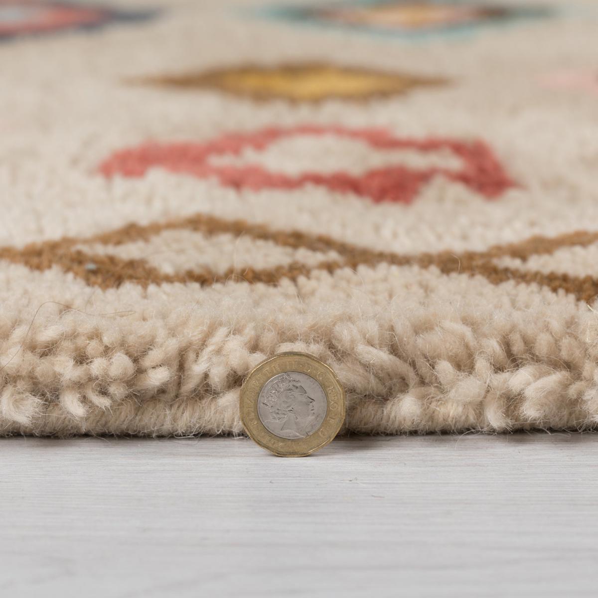 Rita Moroccan Wool Shaggy Rug Cream, Blue and Yellow – image 5