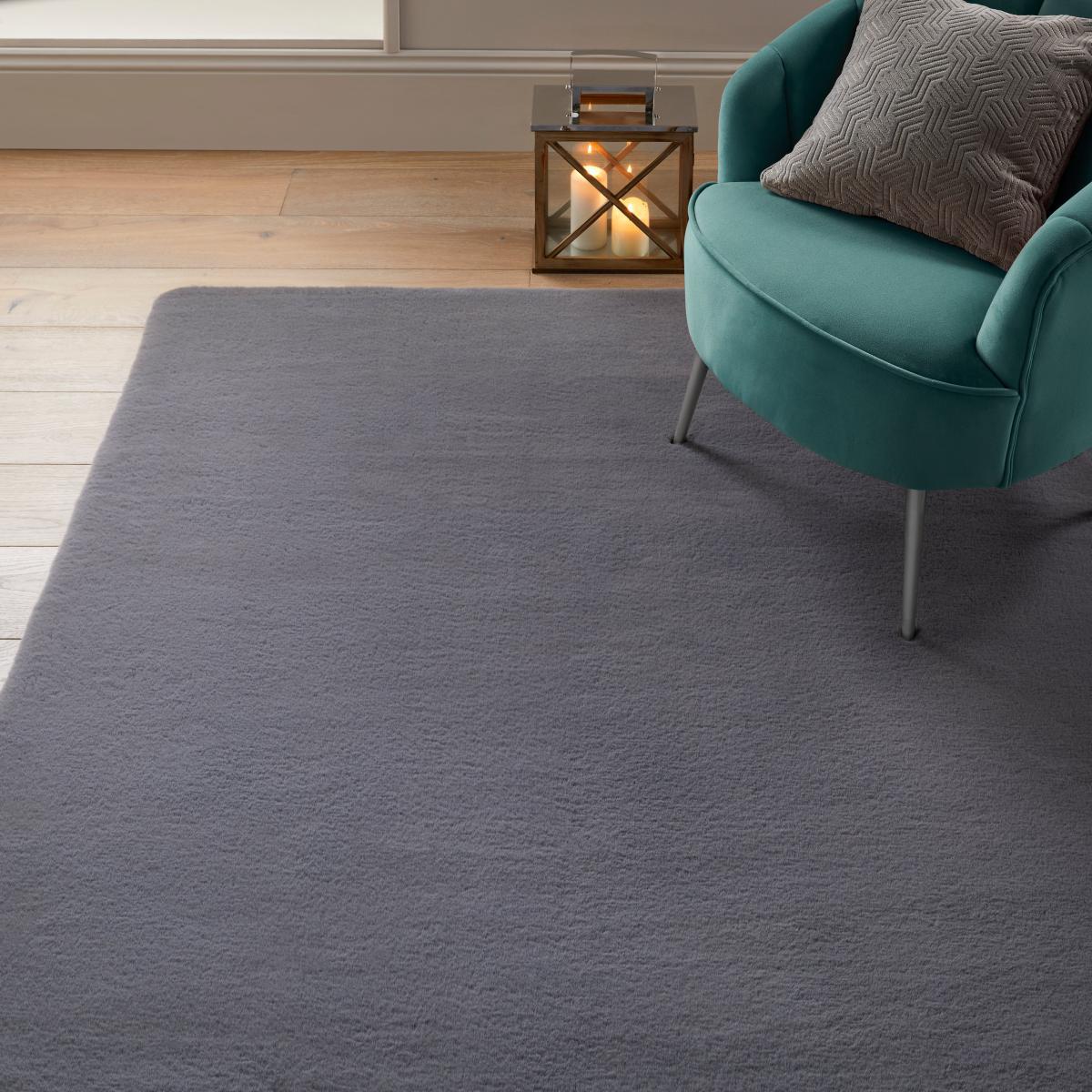 Faux Fur Supersoft Lush Rug Dark Grey – image 1