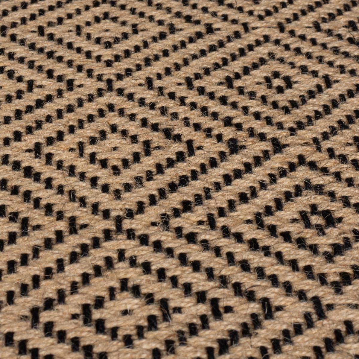 Diamond Jute Border Rug Black – image 2