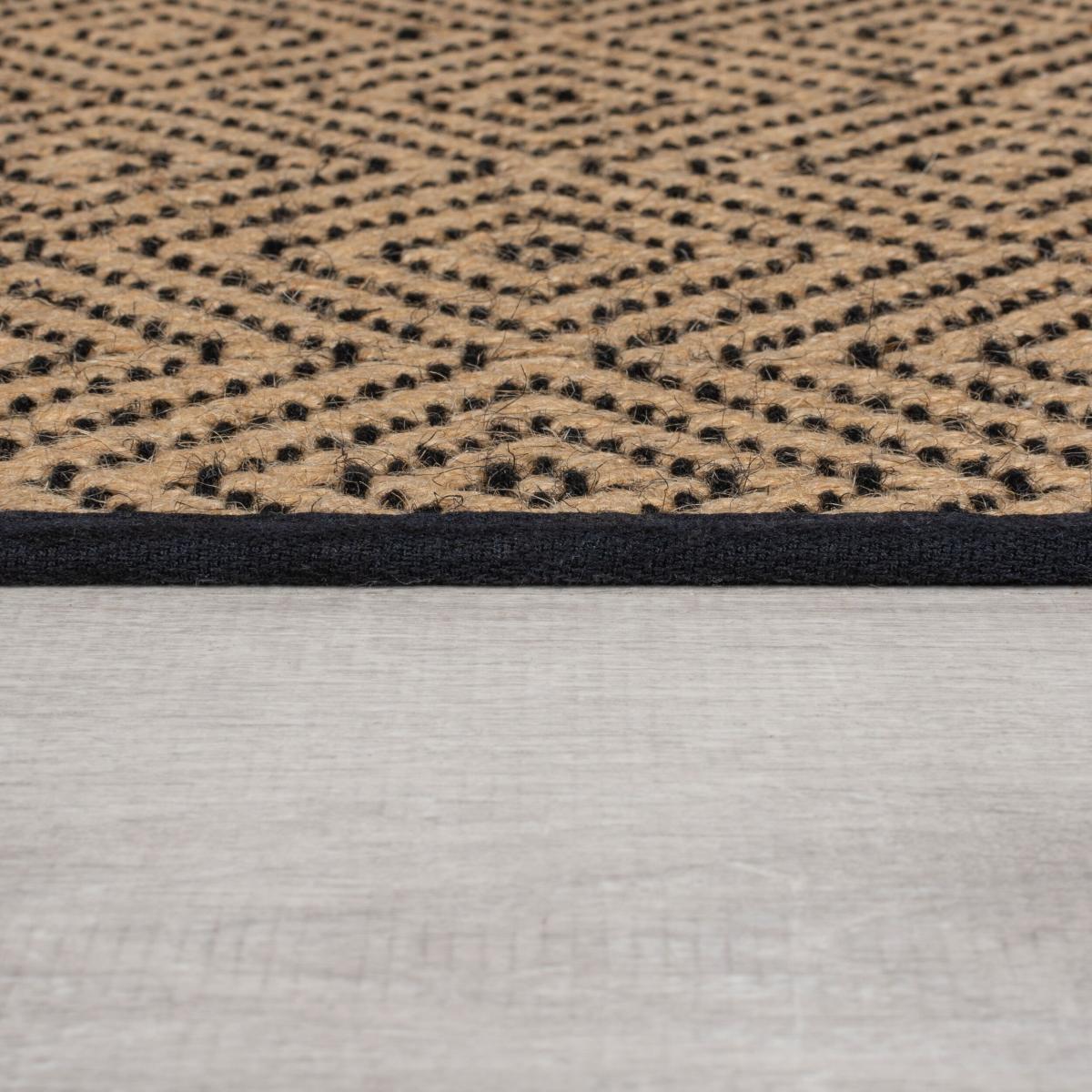 Diamond Jute Border Rug Black – image 4