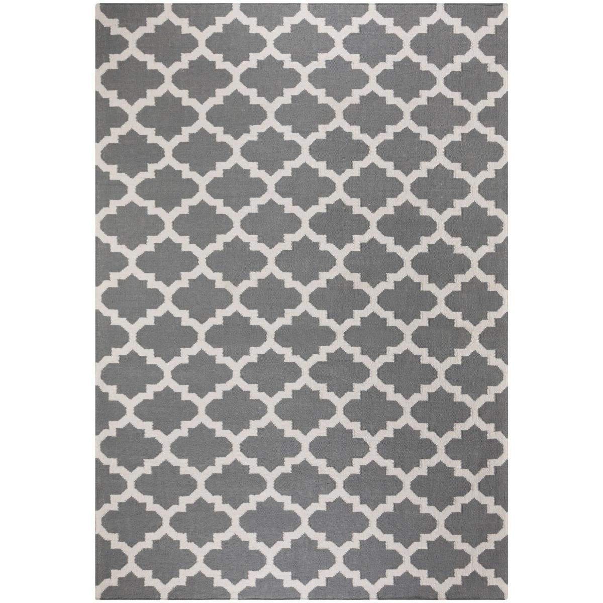 Sierra Trellis Flatweave Rug Grey and White – image 2