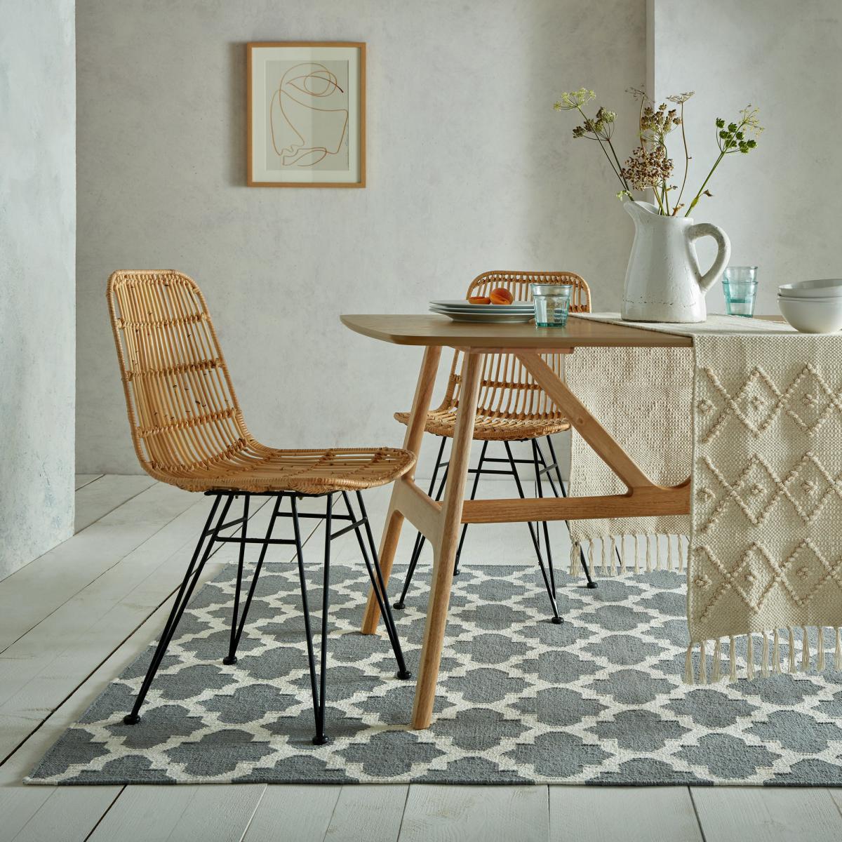 Sierra Trellis Flatweave Rug Grey and White – image 1