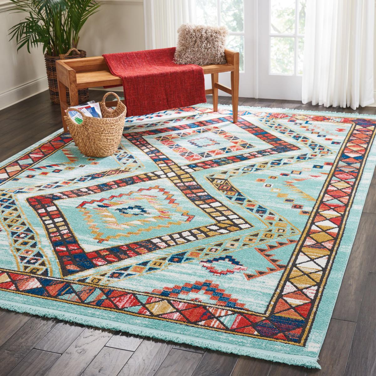 Navajo 2 Rug White/Orange/Blue/Black – image 1