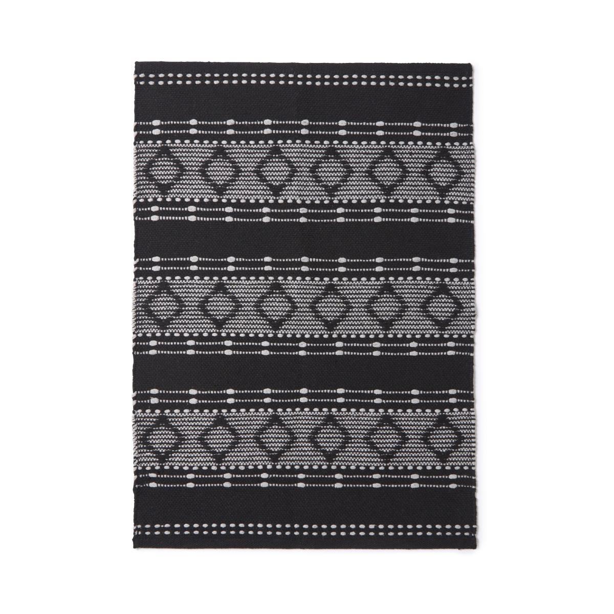 Woven Washable Diamond Rug Black – image 5