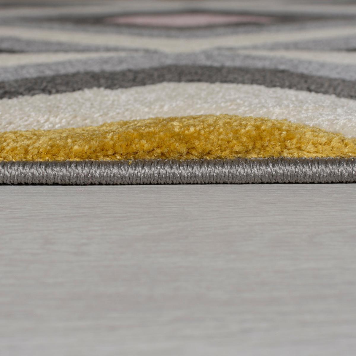 Paloma Geometric Rug Grey, Pink and Yellow – image 3