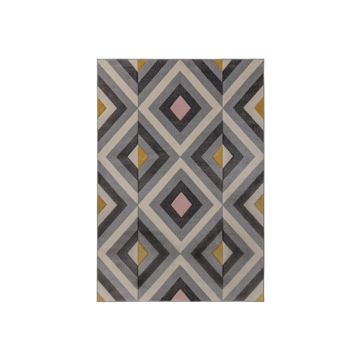 Paloma Geometric Rug Grey, Pink and Yellow – image 1