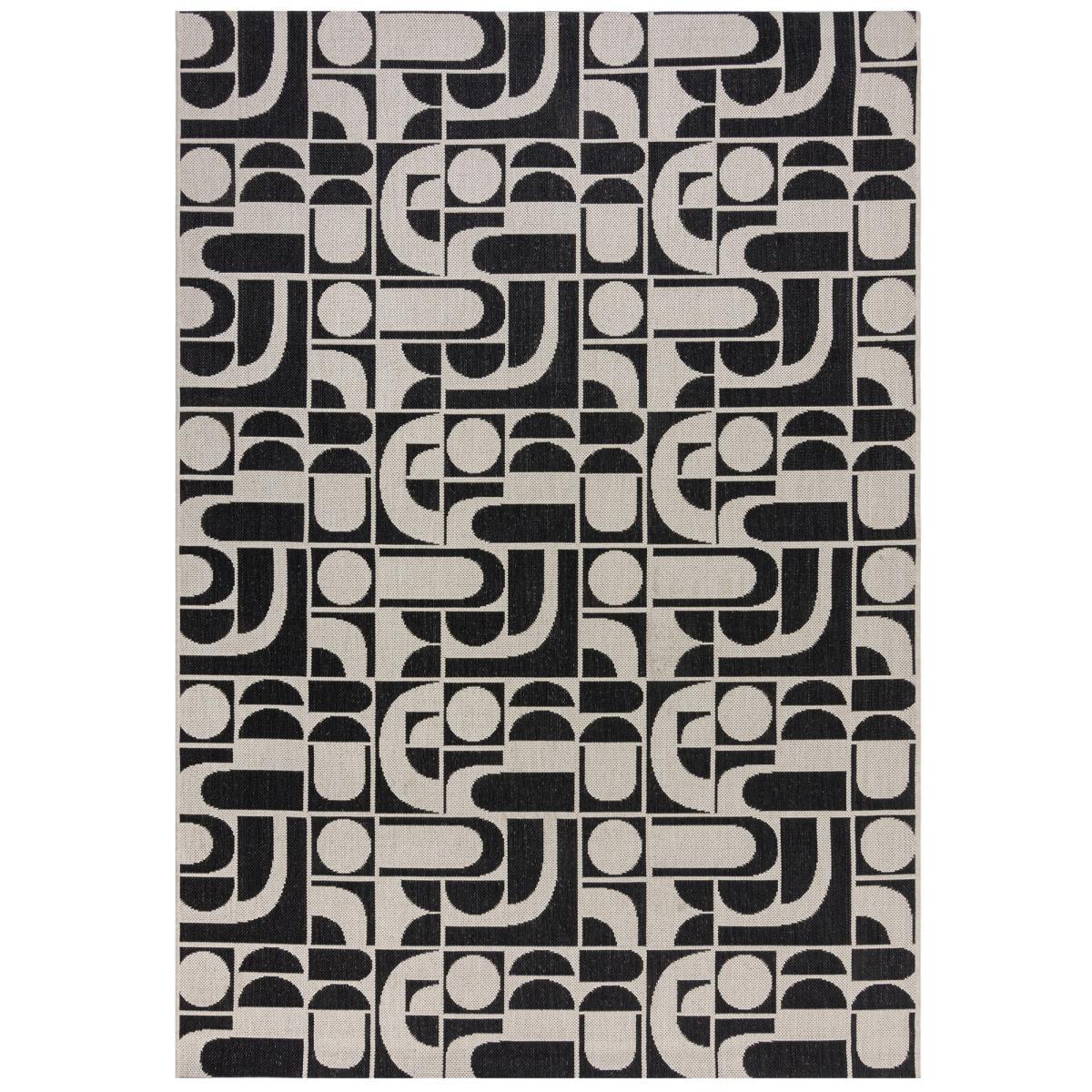Curves Geo Indoor Outdoor Rug Black and white – image 2