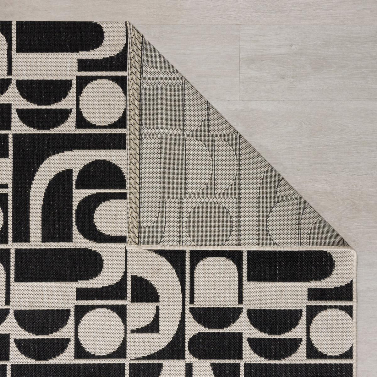 Curves Geo Indoor Outdoor Rug Black and white – image 5