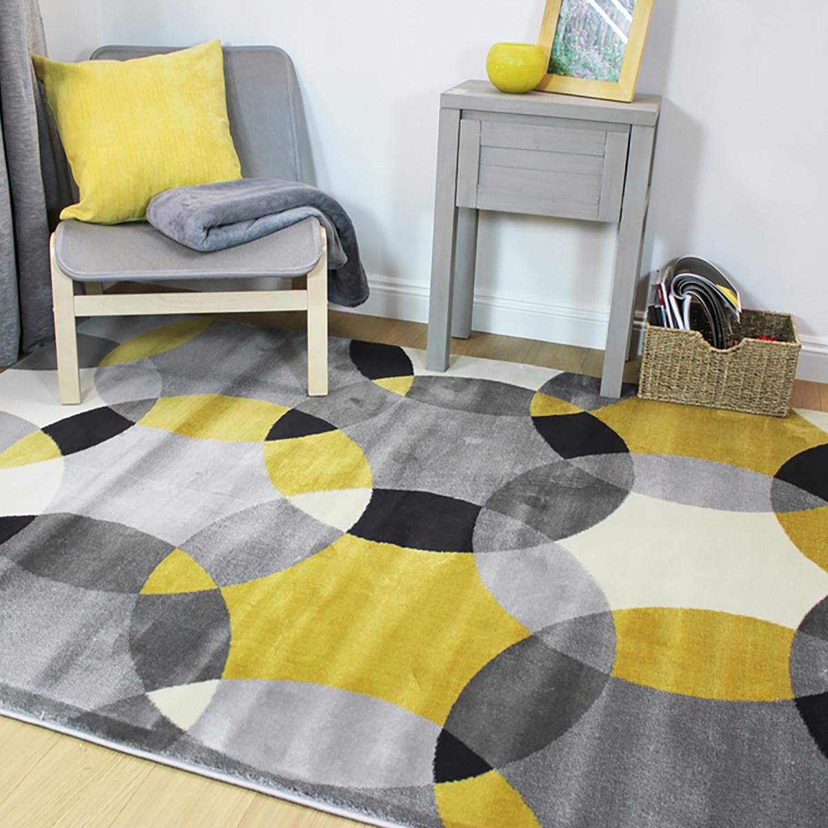Cocktail Cosmo Geometric Rug Yellow, Grey and White – image 1
