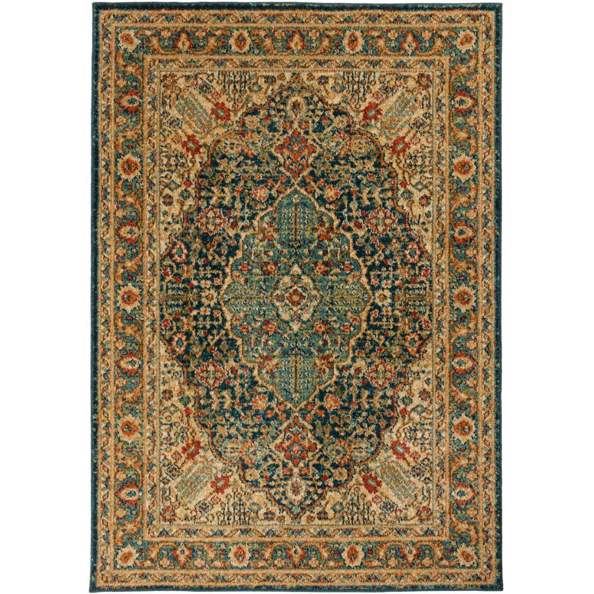Priya Traditional Rug Brown, Green and Yellow – image 2