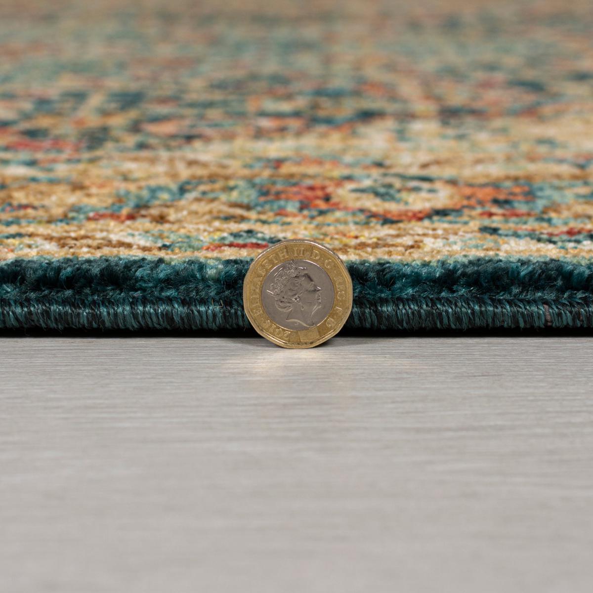 Priya Traditional Rug Brown, Green and Yellow – image 5