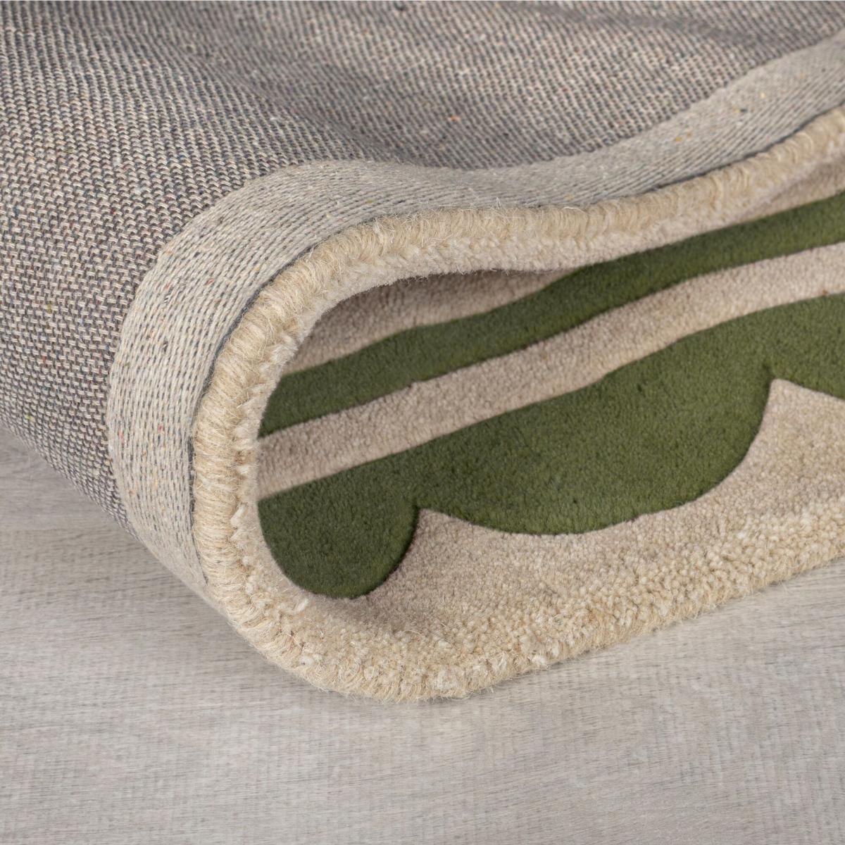 Lois Scallop Border Wool Circle Rug Green – image 4