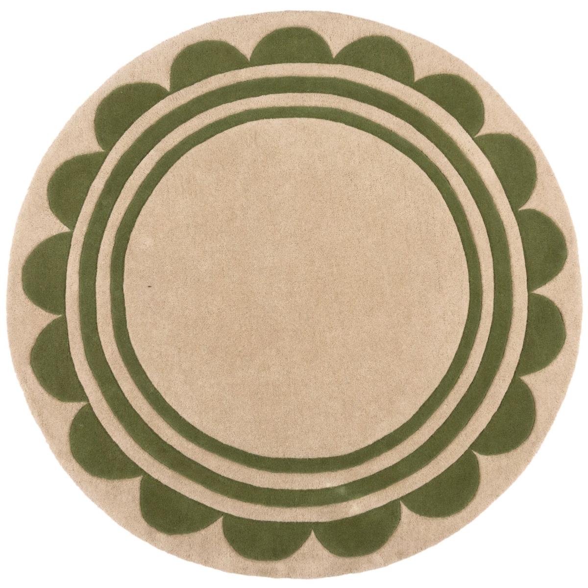 Lois Scallop Border Wool Circle Rug Green – image 5