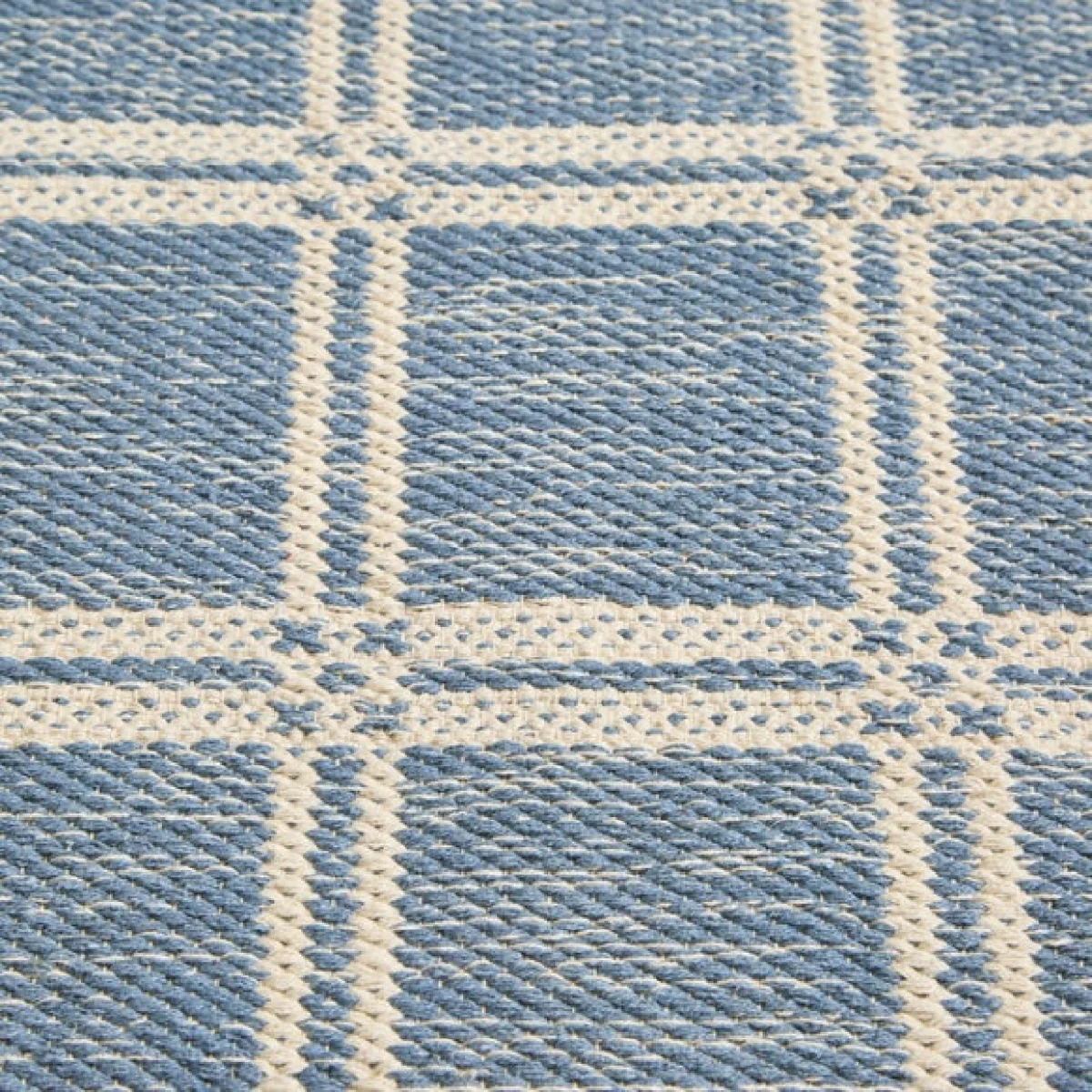Cotton Denim Grid Scatter Rug – image 2