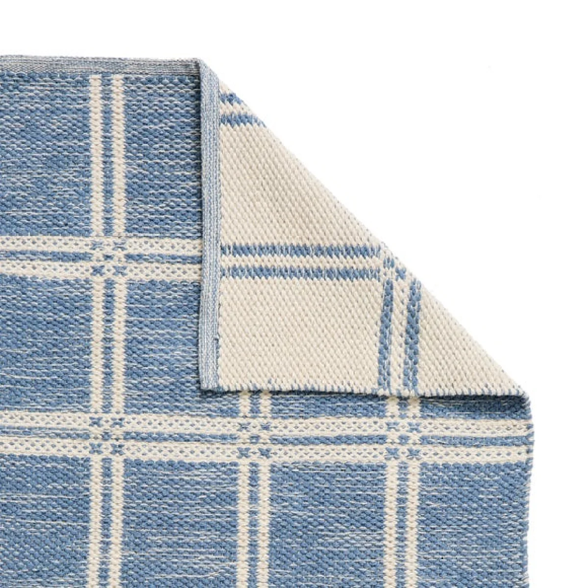 Cotton Denim Grid Scatter Rug – image 3