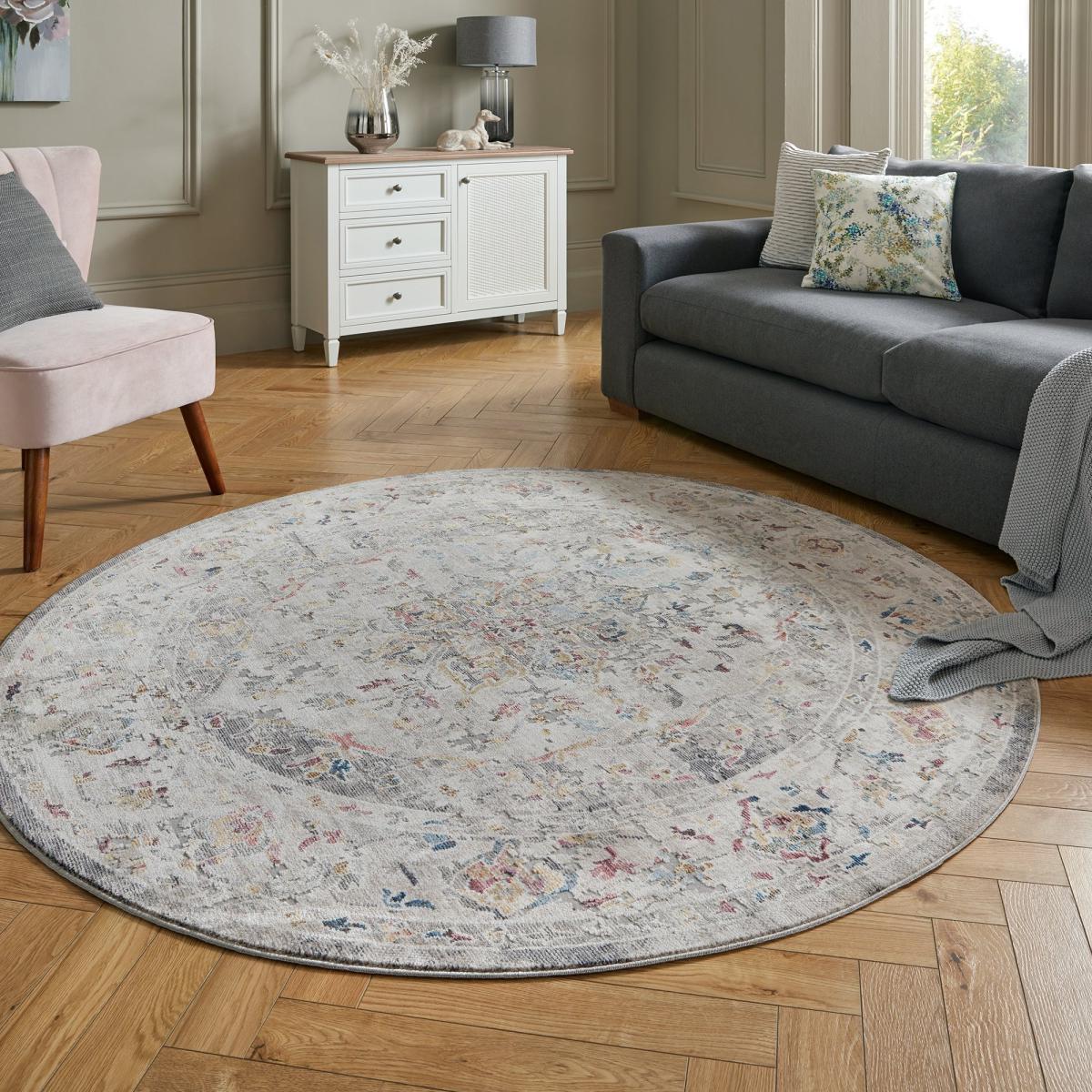 Soraya Traditional Circle Rug Soraya Silver – image 2