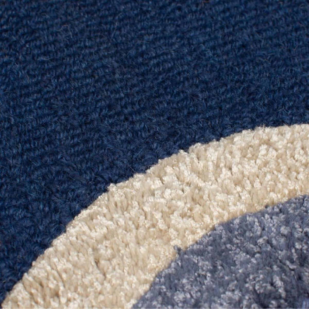 Azure Wave Border Wool Rug – image 2