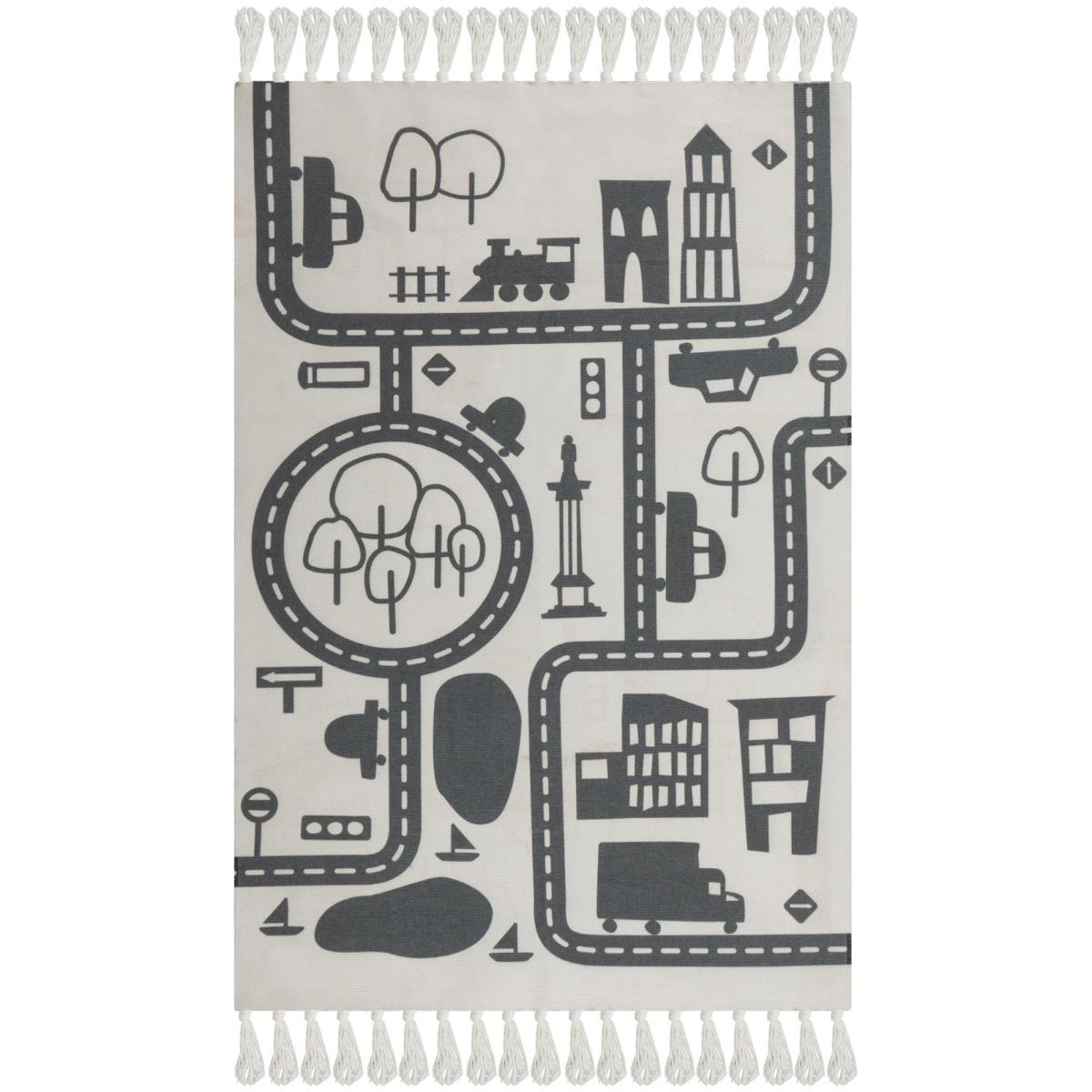 Tracks Washable Rug Grey and White – image 3