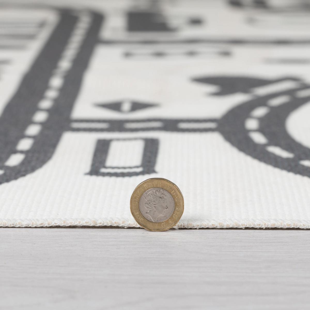 Tracks Washable Rug Grey and White – image 6
