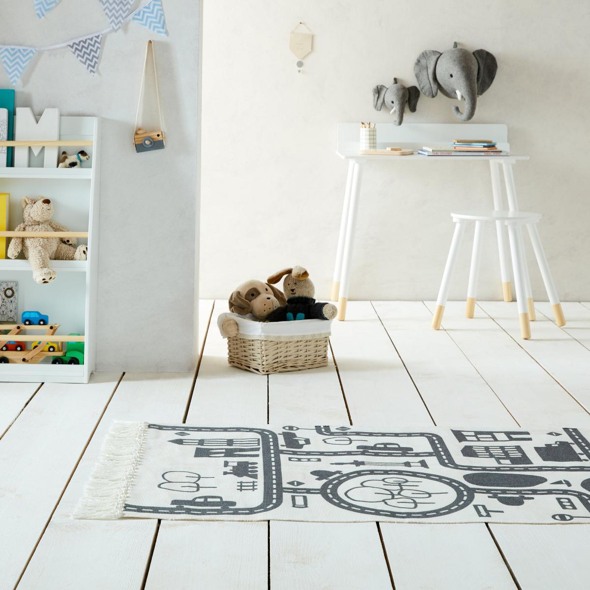 Tracks Washable Rug Grey and White – image 1