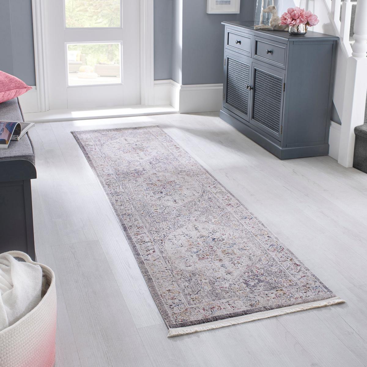 Soraya Traditional Runner Silver, Blue and Yellow – image 1
