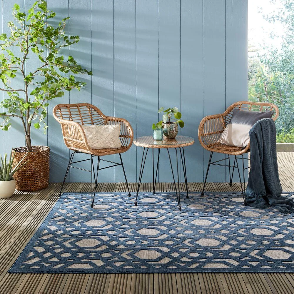 Oro Geometric Indoor Outdoor Rug Oro Blue – image 1