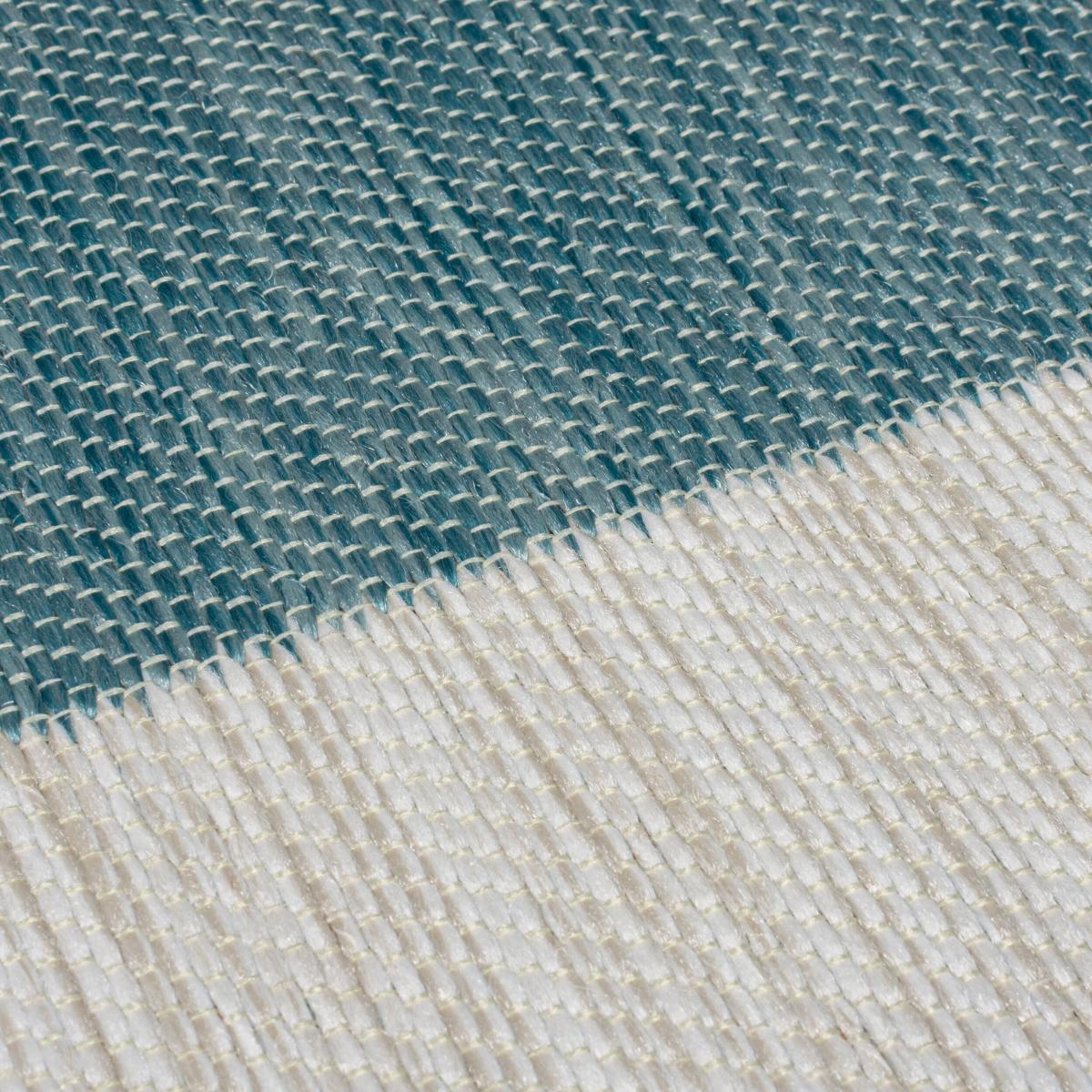 Striped Reversible Indoor Outdoor Rug Blue – image 2