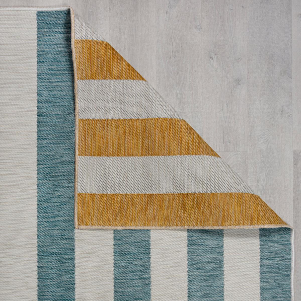 Striped Reversible Indoor Outdoor Rug Blue – image 3