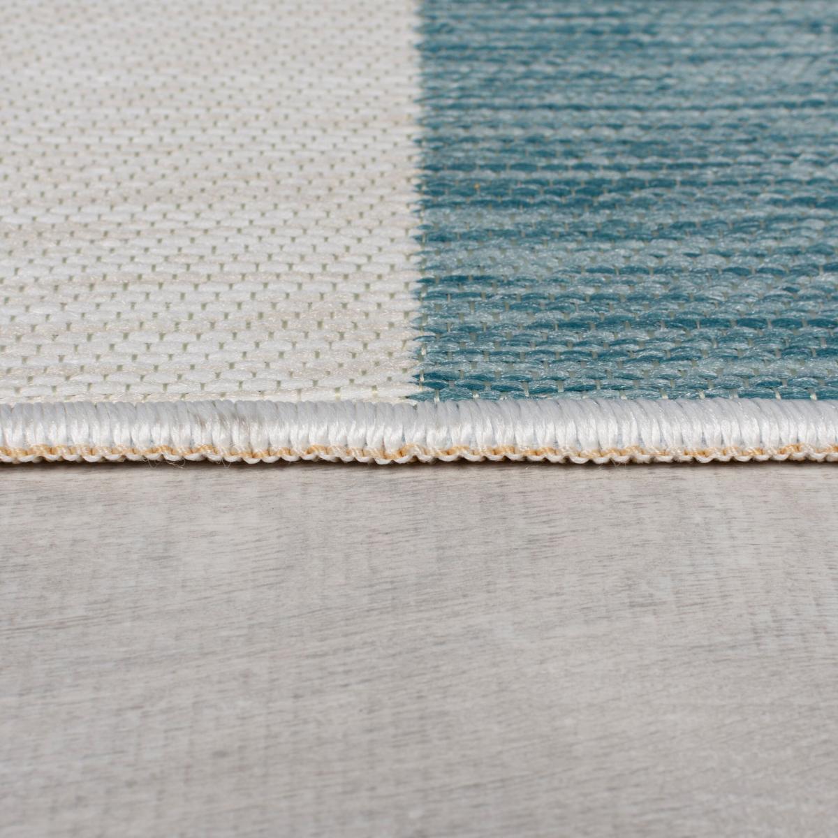 Striped Reversible Indoor Outdoor Rug Blue – image 4