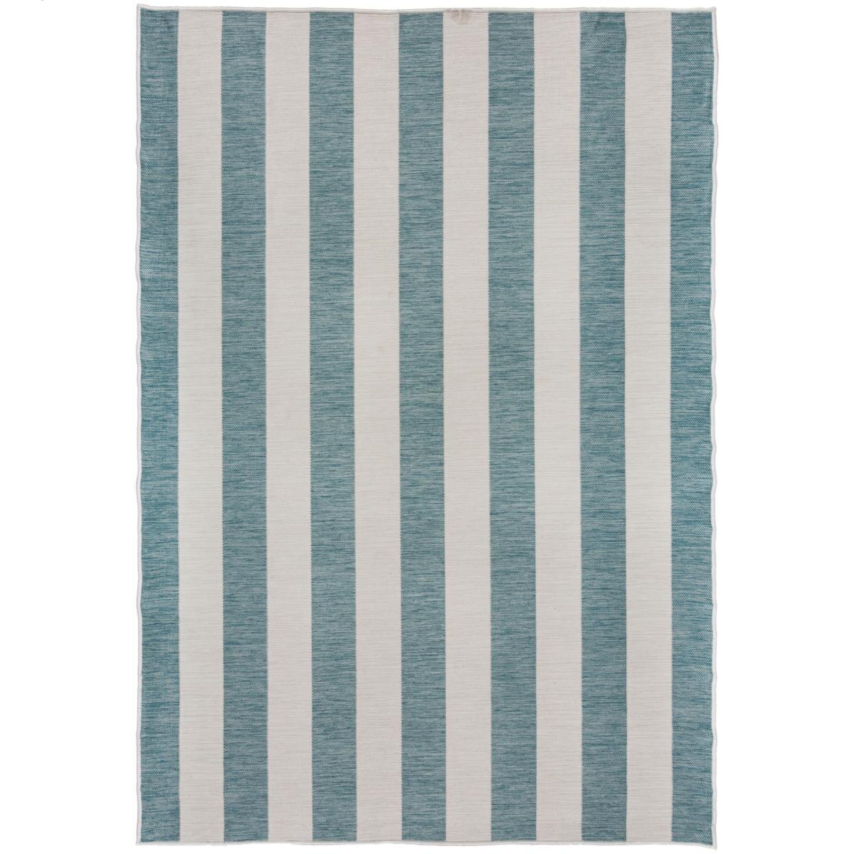 Striped Reversible Indoor Outdoor Rug Blue – image 5