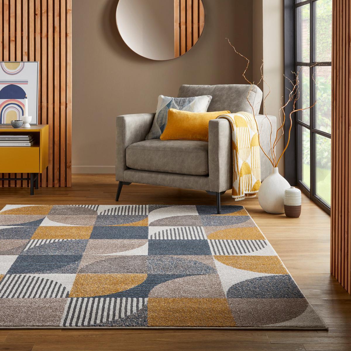 Retro Geo Rug Ochre (Yellow) – image 1